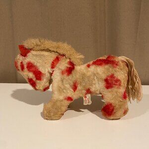Douglas 1960s Vintage Plush Horse Red‎ Spotted Yarn Tail 10 Nursery Decor